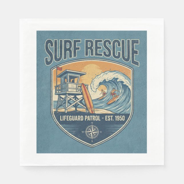 Surf Rescue Lifeguard Patrol Est 1950 Napkins (Front)