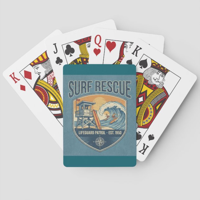 Surf Rescue Lifeguard Patrol Est 1950 Poker Cards (Back)