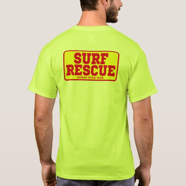 SURF RESCUE RED back print T-Shirt (Back)