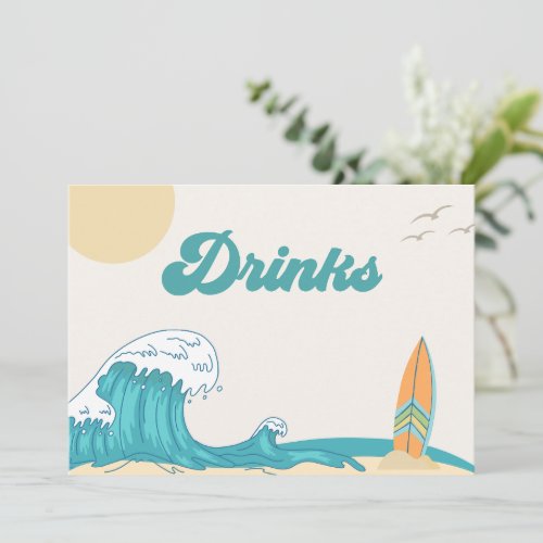 Surf Restroom Party Sign  Surf Card