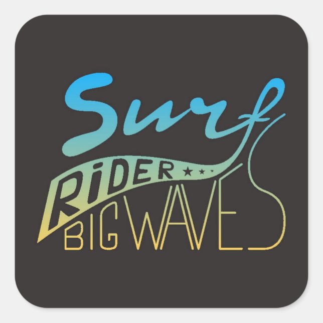 Surf Rider Big Waves Square Sticker (Front)