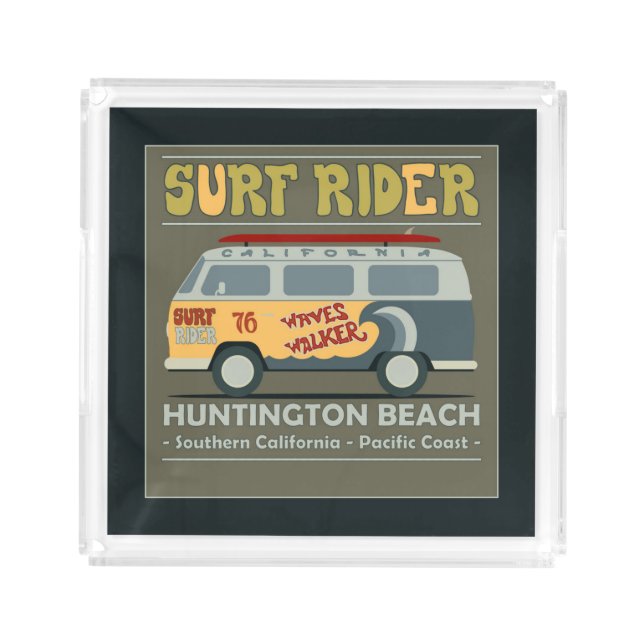 Surf Rider Huntington Beach Poster Acrylic Tray (Front)