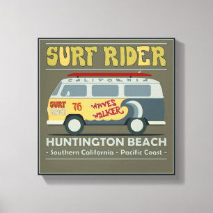 Surf Rider Huntington Beach Poster Canvas Print