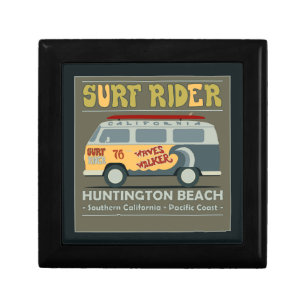 Surf Rider Huntington Beach Poster Keepsake Box
