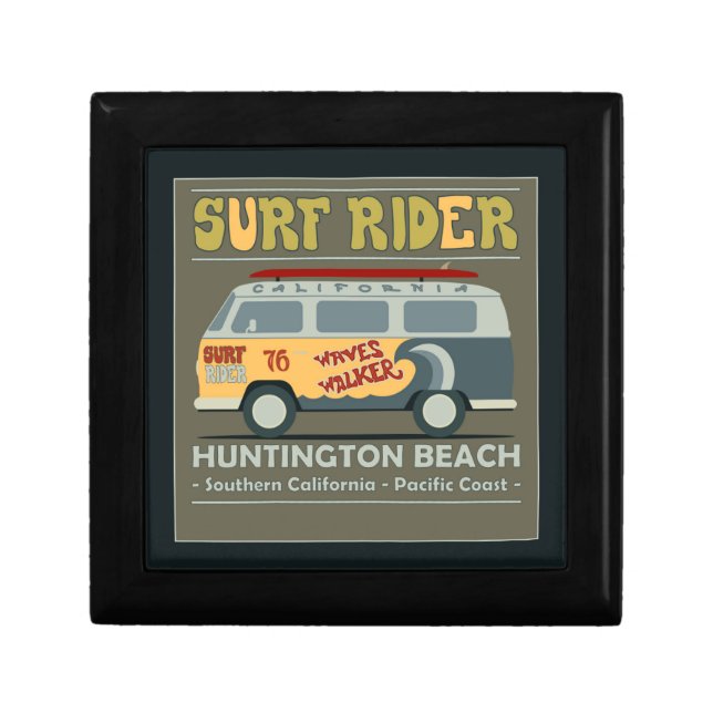 Surf Rider Huntington Beach Poster Keepsake Box (Front)