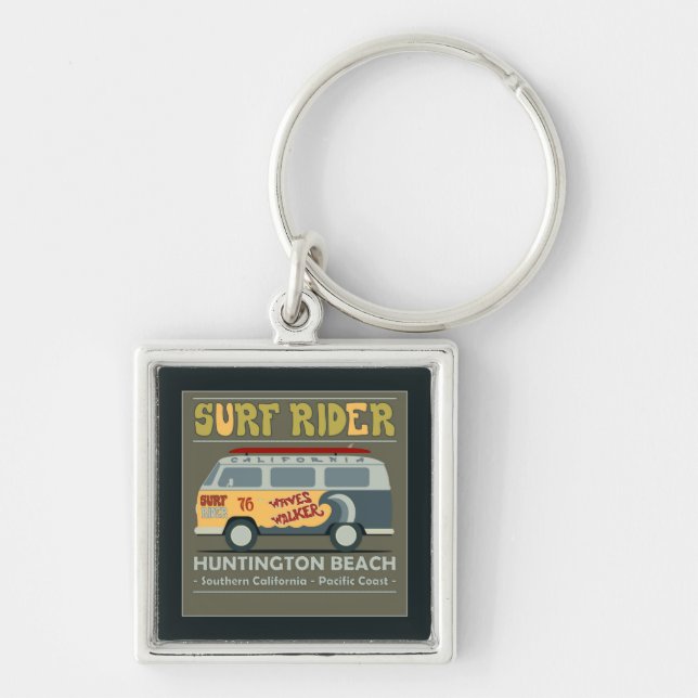 Surf Rider Huntington Beach Poster Keychain (Front)