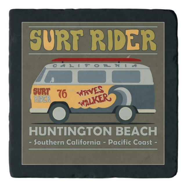 Surf Rider Huntington Beach Poster Trivet (Front)