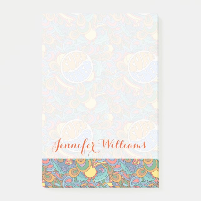 Surf Rider Pattern | Add Your Name Post-it Notes (Front)