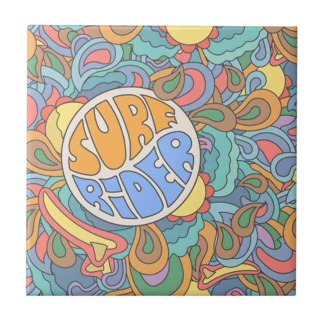 Surf Rider Pattern Ceramic Tile (Front)