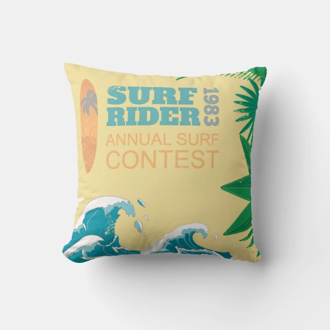 Surf Rider Surf Contest |1983 Throw Pillow (Front)