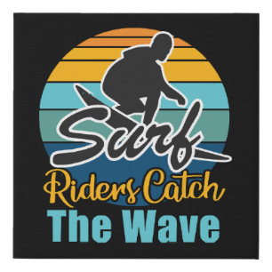 Surf Riders Catch the Waves Faux Canvas Print