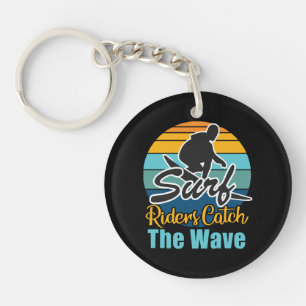 Surf Riders Catch the Waves Keychain
