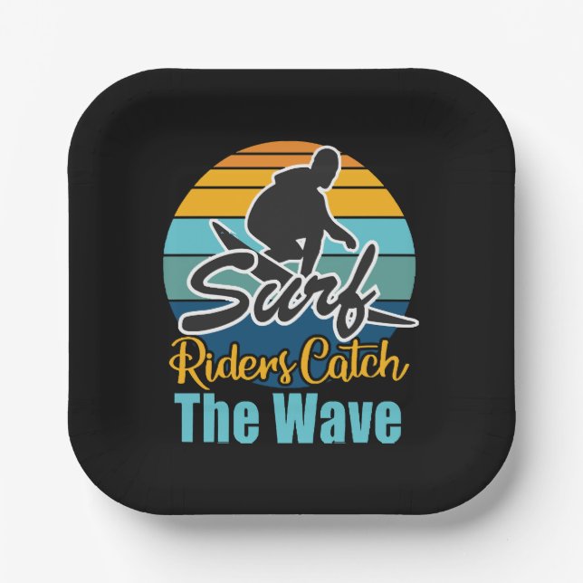 Surf Riders Catch the Waves Paper Plates (Front)