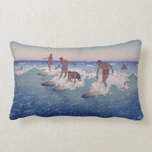 'Surf-Riders, Honolulu' - Charles W. Bartlett Lumbar Pillow