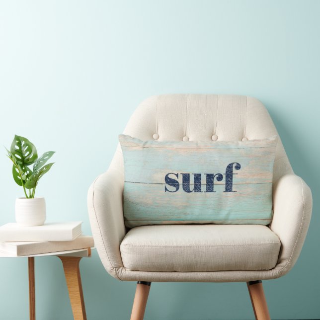 Surf Rustic Wood Beach Coastal House Lumbar Pillow (Chair)