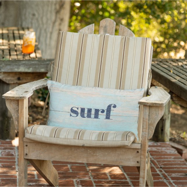 Surf Rustic Wood Beach Coastal Pool Patio Porch Lumbar Pillow (Chair)