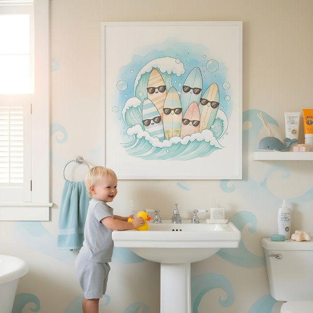 Surf’s Up Bath Crew Kids Bathroom Wall Art (Creator Uploaded)
