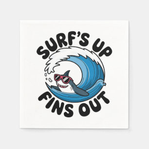 Surf’s Up, Fins Out - Cool Surfing Design Napkins