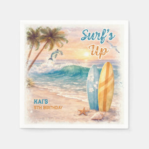 Surf’s Up Retro Beach Birthday Party Napkins