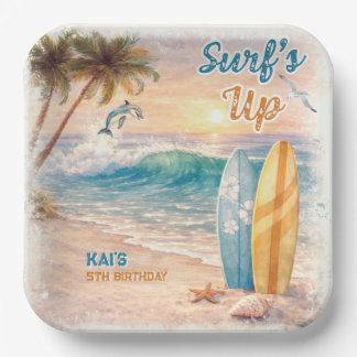 Surf’s Up Retro Beach Birthday Party  Paper Plates