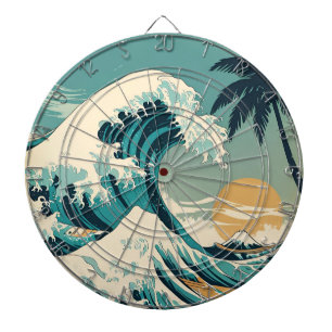Surf’s Up Retro Wave Design Classic California Dart Board
