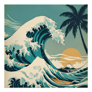 Surf’s Up Retro Wave Design Classic California Poster