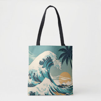 Surf’s Up Retro Wave Design Classic California Tote Bag