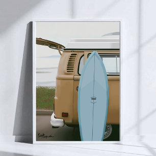 Surf’s Up Surfboard Volkswagen Beach Painting Poster