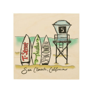 Surf San Clemente Wood Wall Art