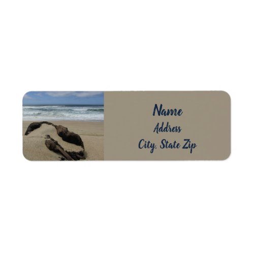 Surf Sand and Driftwood West Coast Landscape Beach Label