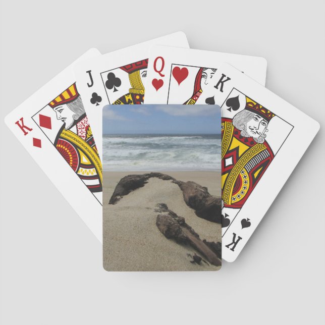 Surf Sand and Driftwood West Coast Landscape Beach Poker Cards (Back)