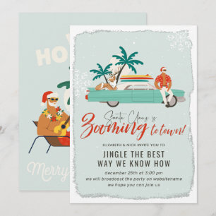 Surf Santa Claus Virtual Christmas Holiday Party Invitation