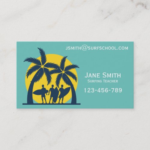 Surf school surfing teacher business card