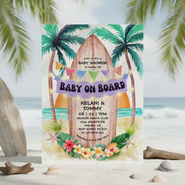 Surf & Sea | Baby On Board Beach Baby Shower Invitation (Creator Uploaded)