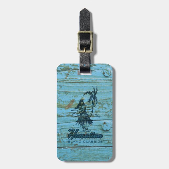 Surf Shack Hawaiian Faux Wood Luggage Tag (Front Vertical)