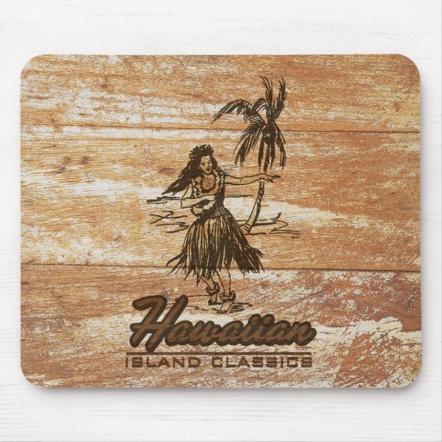 Surf Shack Hawaiian Faux Wood Mouse Pad (Front)