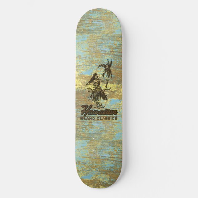 Surf Shack Hawaiian Faux Wood Skateboard (Front)