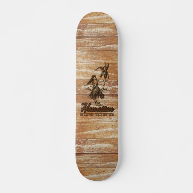 Surf Shack Hawaiian Faux Wood Skateboard Deck (Front)