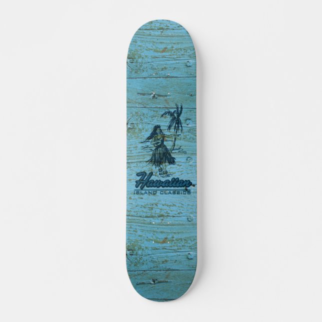 Surf Shack Hawaiian Faux Wood Skateboard Deck (Front)