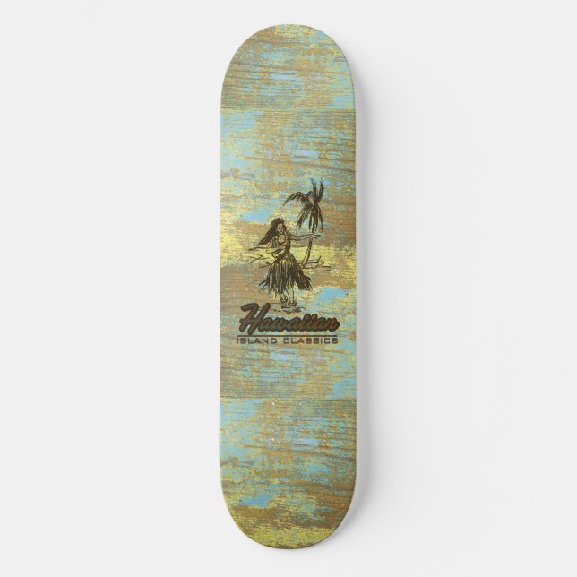 Surf Shack Hawaiian Faux Wood Skateboard Deck (Front)