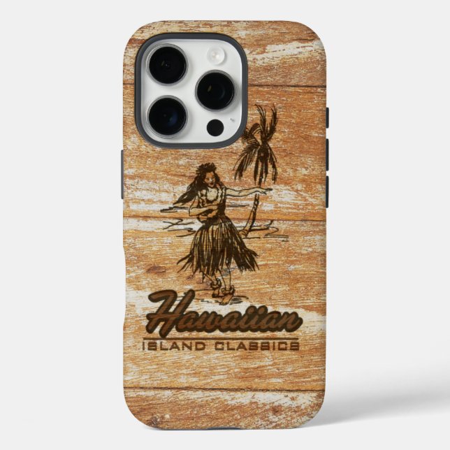 Surf Shack Hawaiian Faux Wood Surfboard Case-Mate iPhone Case (Back)