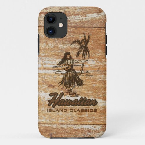 Surf Shack Hawaiian Faux Wood Surfboard iPhone 11 Case