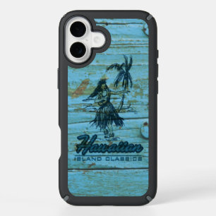 Surf Shack Hawaiian Hula Girl Faux Wood iPhone 16 Plus Case