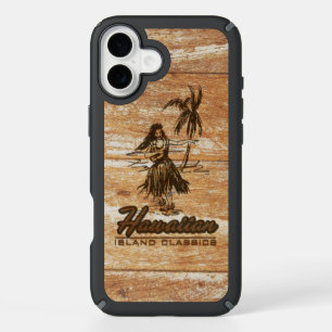 Surf Shack Hawaiian Hula Girl Faux Wood iPhone 16 Plus Case