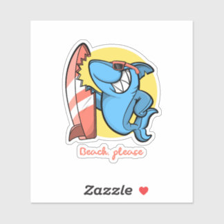 Surf Shark Beach Please Sticker