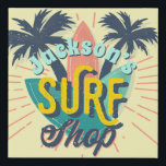 Surf Shop Coastal Retro Beach Ocean Decor Faux Canvas Print<br><div class="desc">The perfect home decor for beach fans, surfers, ocean lovers, big kids, little kids, teens and more! Make your main room, playroom, bedroom or shop more special with this nautical and coastal themed surf shop canvas with your name. Customize your colors to match your decor. Need help with customization? Just...</div>