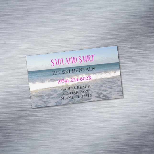  Surf Shop/Jet Ski Travel Ocean Beach  Business Card Magnet (In Situ)