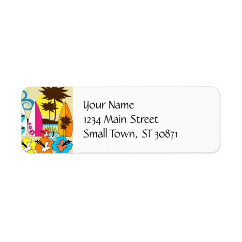 Surf Shop Surfing Ocean Beach Surfboards Palm Tree Label