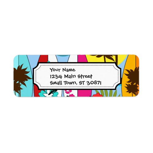 Surf Shop Surfing Ocean Beach Surfboards Palm Tree Label