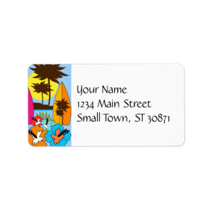 Surf Shop Surfing Ocean Beach Surfboards Palm Tree Label